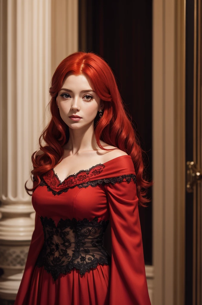 A red-haired woman in royal style