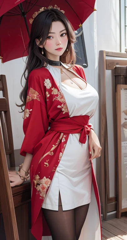 need,masterpiece,high resolution,It's absolutely beautiful,Fine details,high resolution,wallpaper,Chinese bride,Wear a gorgeous Chinese red wedding dress,Chinese style elements,(Shy、Tender feelings、Pretty Face、Fair skin、Bright eyes、Elegant eyebrows、Happiness and anticipation、Ruddy lips、Soft face),Red clothing,((Wear exquisite jewelry、Jiulu、Necklace)),The clothes are embroidered with phoenix patterns、embroidery,Conservative red robe,chaste,art itself,Full body image,(((Full and soft breasts,)))(((Huge breasts))) (((Cleavage))) (Perfect curvy figure),pleated trim,Cinema quality,Best quality,lifelike,In the room,lifelike的图像质量,((Octane Rendering)),特写Cleavage,Photography Lighting,Red Theme,lens flare,Vignette,Best quality、Dreamy atmosphere、Calming color palette、black长发,Red Hanfu,black,Good light、Smooth and radiant skin,black,The head and body are in good proportion,color,The background is the interior of a traditional Chinese building
