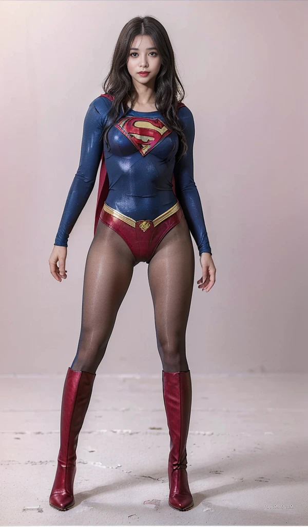 No background、(((Sweating profusely))).(((Beautiful legs in black tights.)))、(((Legally express the beauty of your smile)))、((((Make the most of your original images)))、(((体にぴったりフィットするSupergirl Costume)))、(((Supergirl Costume)))、(((short and beautiful hair)))、(((suffering)))、(((Please wear black tights....、Wear red boots)))、((Best image quality、8K))、((Highest quality、8K、masterpiece:1.3))、(((Preserve background )))、Sharp focus:1.2、Beautiful woman with perfect figure:1.4、Slim Abs:1.2、Wet body:1.5、Highly detailed face and skin texture、8K