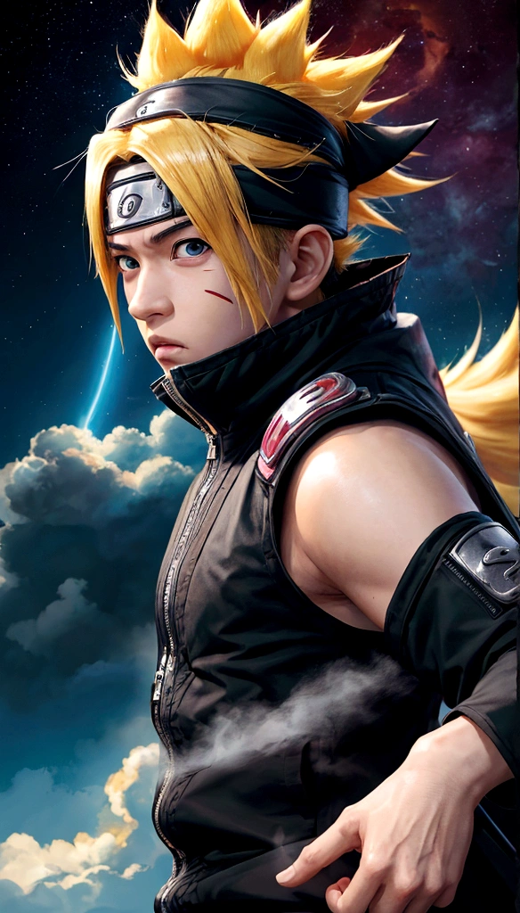 "Create a breathtaking movie poster inspired by Masashi Kishimoto's Naruto, showcasing the legendary Naruto Uzumaki in all his glory."