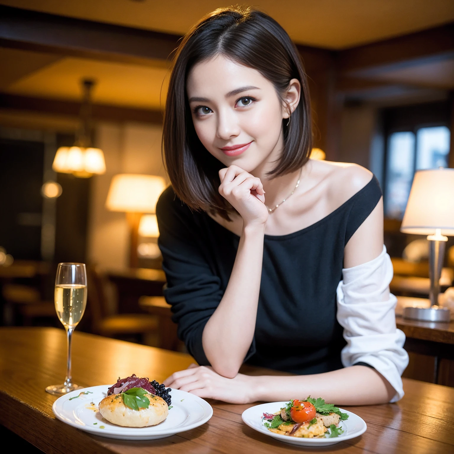 ((Highest quality、8K、masterpiece:1.3))、slimカップル、Pink rubber、modelカップル、(Realistic, Intricate details:1.2), full-course dinner、Wine Party、Amazing view of the sunset sky and clouds、A bright smile、The wonderfulness of smile、Bright image、The beauty of wine, Beautiful Face, blue eyes, The light shines on your face, Blushing, short hair,Bright Face、 (Age 37), 39 years old, red wine 、Appetizers、Italian food、Wine bottle、Champagne、sparkling wine、Two beauties、Brown Hair、Shortcuts、Long sleeve shirt、dress、Beautiful woman 1, (slimな顔), (The body is slim), (Brown Hair), (Shortcuts), cheeks turn a little red,Attractive beauty、restaurant, In a prominent place (From the waist up) Nova Frog Style, actress, model, Upper Body, White wine, slim, wine glass, 中央に置かれたwine glass, smile, (smile: 1.15), Beautiful fine grain, Depth f/2,saturation, High Contrast, Strong light and shadow,Moist Body:1.5、3D texture、Delicate eyes、Brown Hair、The hair is very shiny、