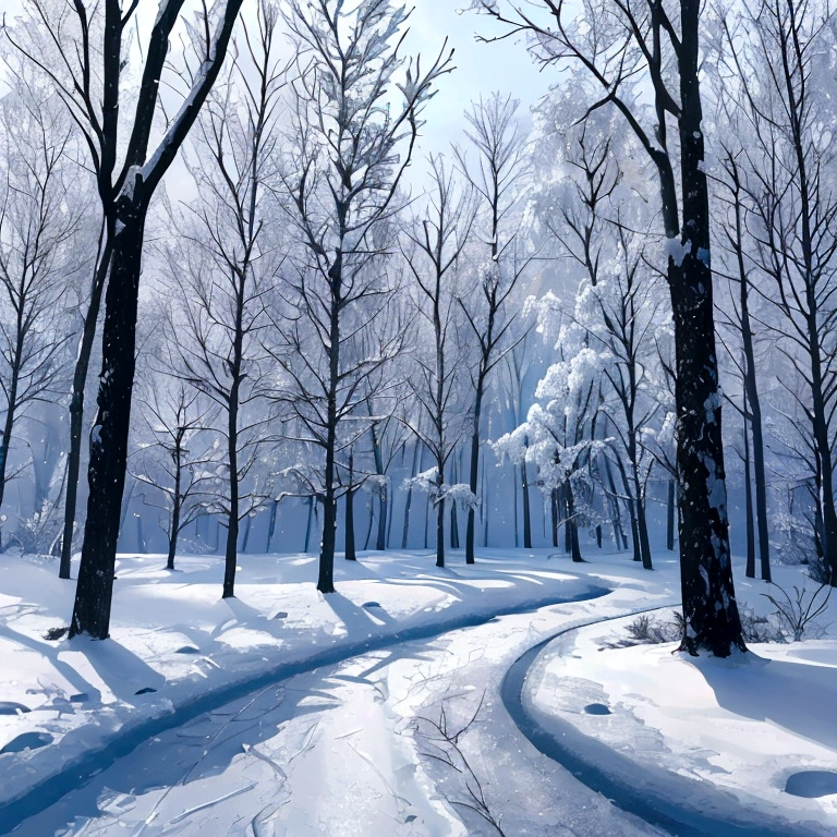(best quality,4k,8k,highres,masterpiece:1.2), snowy trees in winter, frozen forest, winter wonderland, tranquil atmosphere, frosty branches, sparkling snow, icy landscape, peaceful silence, magical scenery, snow-covered ground, misty air, chilly breeze, ethereal beauty, soft winter light, crisp and clean environment, glistening icicles, snowy path leading into the distance, untouched nature, serene and still surroundings, wintry charm, shades of white and blue, delicate frost patterns, captivating winter scenery, frozen tranquility, breathtaking winter landscape, dreamlike atmosphere, snowy branches reaching towards the sky, enchanting winter forest, snowy magic.