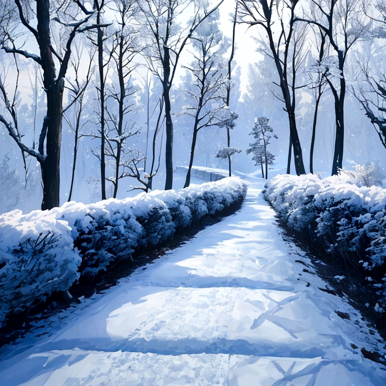 (best quality,4k,8k,highres,masterpiece:1.2), snowy trees in winter, frozen forest, winter wonderland, tranquil atmosphere, frosty branches, sparkling snow, icy landscape, peaceful silence, magical scenery, snow-covered ground, misty air, chilly breeze, ethereal beauty, soft winter light, crisp and clean environment, glistening icicles, snowy path leading into the distance, untouched nature, serene and still surroundings, wintry charm, shades of white and blue, delicate frost patterns, captivating winter scenery, frozen tranquility, breathtaking winter landscape, dreamlike atmosphere, snowy branches reaching towards the sky, enchanting winter forest, snowy magic.