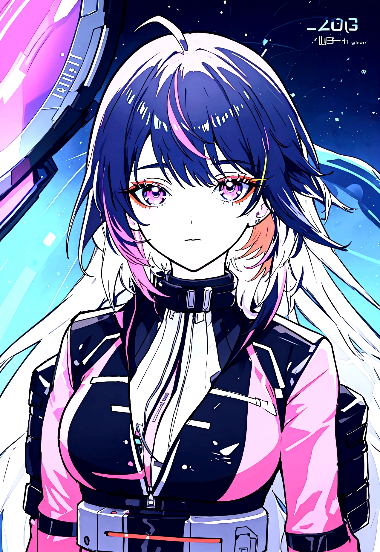 colourful eyes, colourful glowing hair, wearing sci-fi jacket, anime style, high detail, Futurism, glowing light, UHD, retina, masterpiece, ccurate, anatomically correct, textured skin, super detail, high details, high quality, award winning, best quality, highres