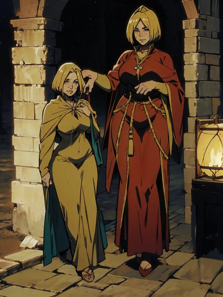 Mature female, plump, medieval, knight costume, full body image