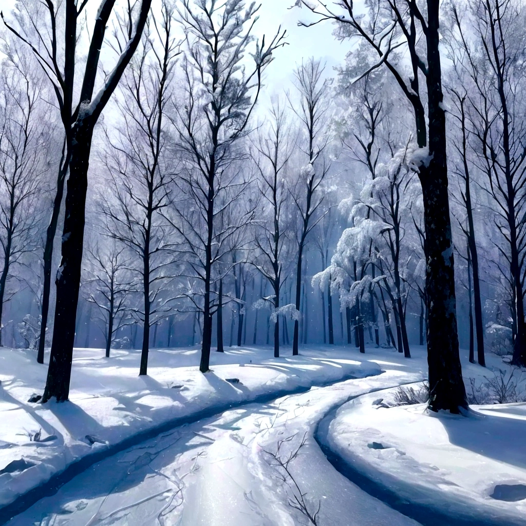 (best quality,4k,8k,highres,masterpiece:1.2), snowy trees in winter, frozen forest, winter wonderland, tranquil atmosphere, frosty branches, sparkling snow, icy landscape, peaceful silence, magical scenery, snow-covered ground, misty air, chilly breeze, ethereal beauty, soft winter light, crisp and clean environment, glistening icicles, snowy path leading into the distance, untouched nature, serene and still surroundings, wintry charm, shades of white and blue, delicate frost patterns, captivating winter scenery, frozen tranquility, breathtaking winter landscape, dreamlike atmosphere, snowy branches reaching towards the sky, enchanting winter forest, snowy magic.