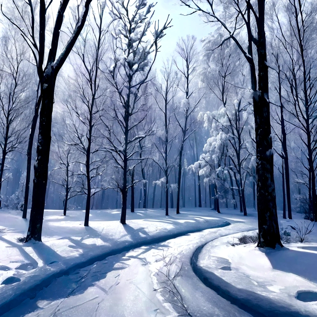 (best quality,4k,8k,highres,masterpiece:1.2), snowy trees in winter, frozen forest, winter wonderland, tranquil atmosphere, frosty branches, sparkling snow, icy landscape, peaceful silence, magical scenery, snow-covered ground, misty air, chilly breeze, ethereal beauty, soft winter light, crisp and clean environment, glistening icicles, snowy path leading into the distance, untouched nature, serene and still surroundings, wintry charm, shades of white and blue, delicate frost patterns, captivating winter scenery, frozen tranquility, breathtaking winter landscape, dreamlike atmosphere, snowy branches reaching towards the sky, enchanting winter forest, snowy magic.