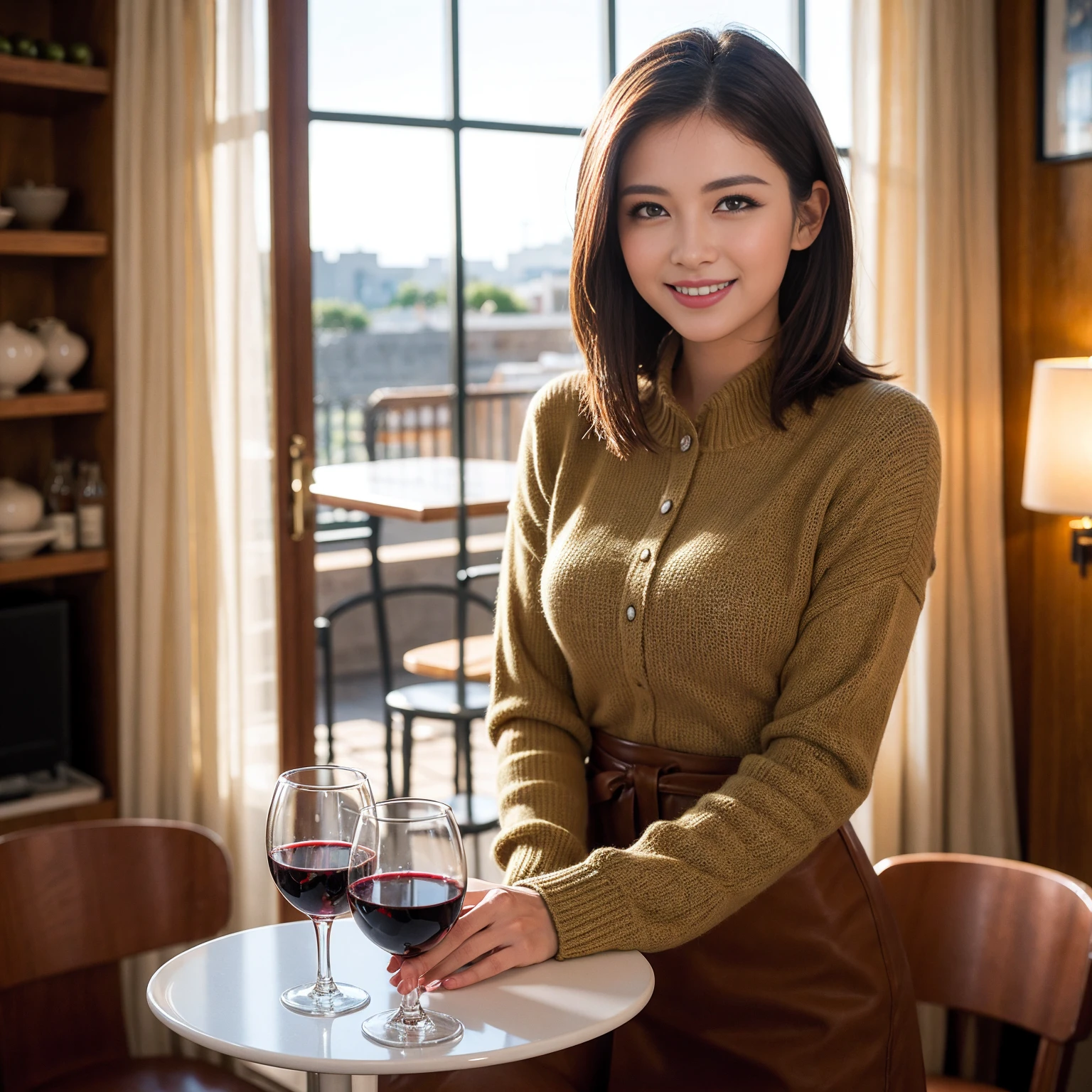 ((Highest quality、8K、masterpiece:1.3))、slimカップル、Pink rubber、modelカップル、(Realistic, Intricate details:1.2), full-course dinner、Wine Party、Amazing view of the sunset sky and clouds、A bright smile、The wonderfulness of smile、Bright image、The beauty of wine, Beautiful Face, blue eyes, The light shines on your face, Blushing, short hair,Bright Face、 (Age 37), Age 34, red wine 、Appetizers、Italian food、Wine bottle、Champagne、sparkling wine、Two beauties、Brown Hair、Shortcuts、Long sleeve shirt、dress、Beautiful woman 1, (slimな顔), (The body is slim), (Brown Hair), (Shortcuts), cheeks turn a little red,Attractive beauty、restaurant, In a prominent place (From the waist up) Nova Frog Style, actress, model, Upper Body, White wine, slim, wine glass, 中央に置かれたwine glass, smile, (smile: 1.15), Beautiful fine grain, Depth f/2,saturation, High Contrast, Strong light and shadow,Moist Body:1.5、3D texture、Delicate eyes、Brown Hair、The hair is very shiny、