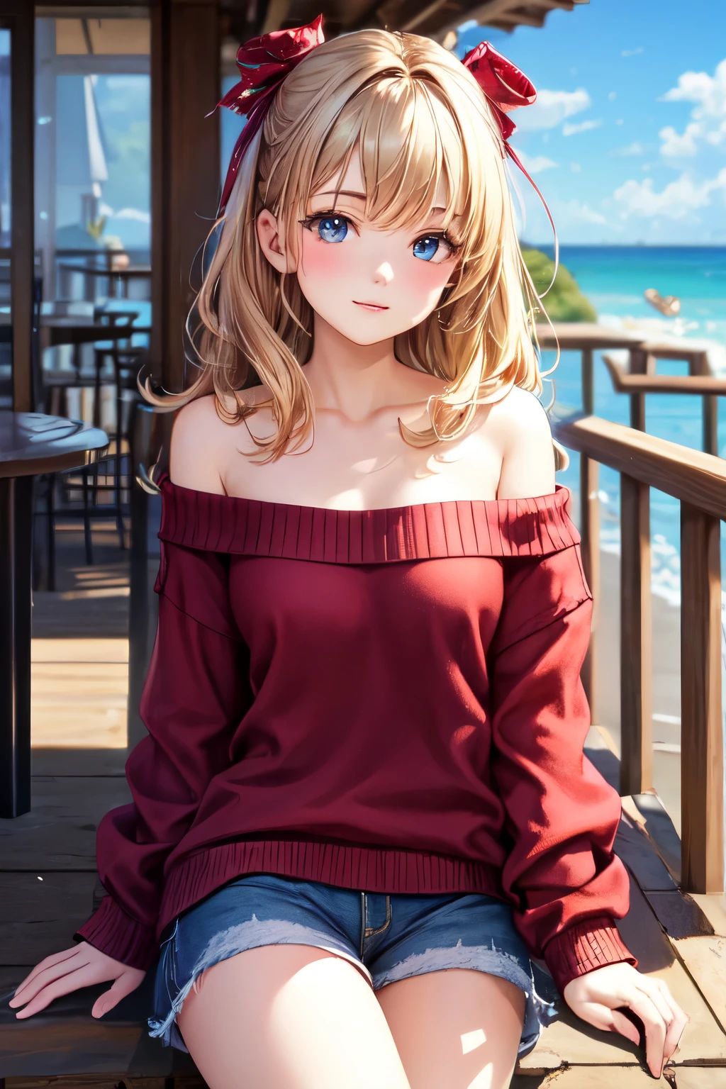 ((best quality)), ((masterpiece)), (detailed), 1girl, off-shoulder sweater, 