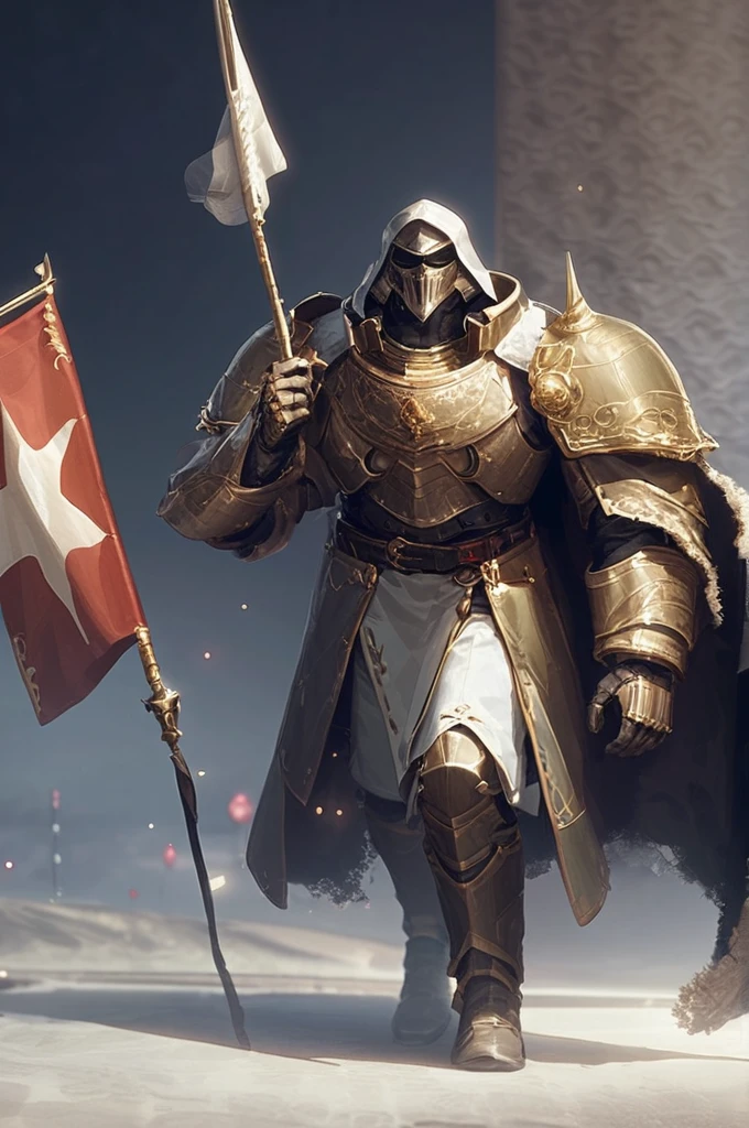 ((Лучшее качество)), ((шедевр)), (подробный), A space marine with a flag