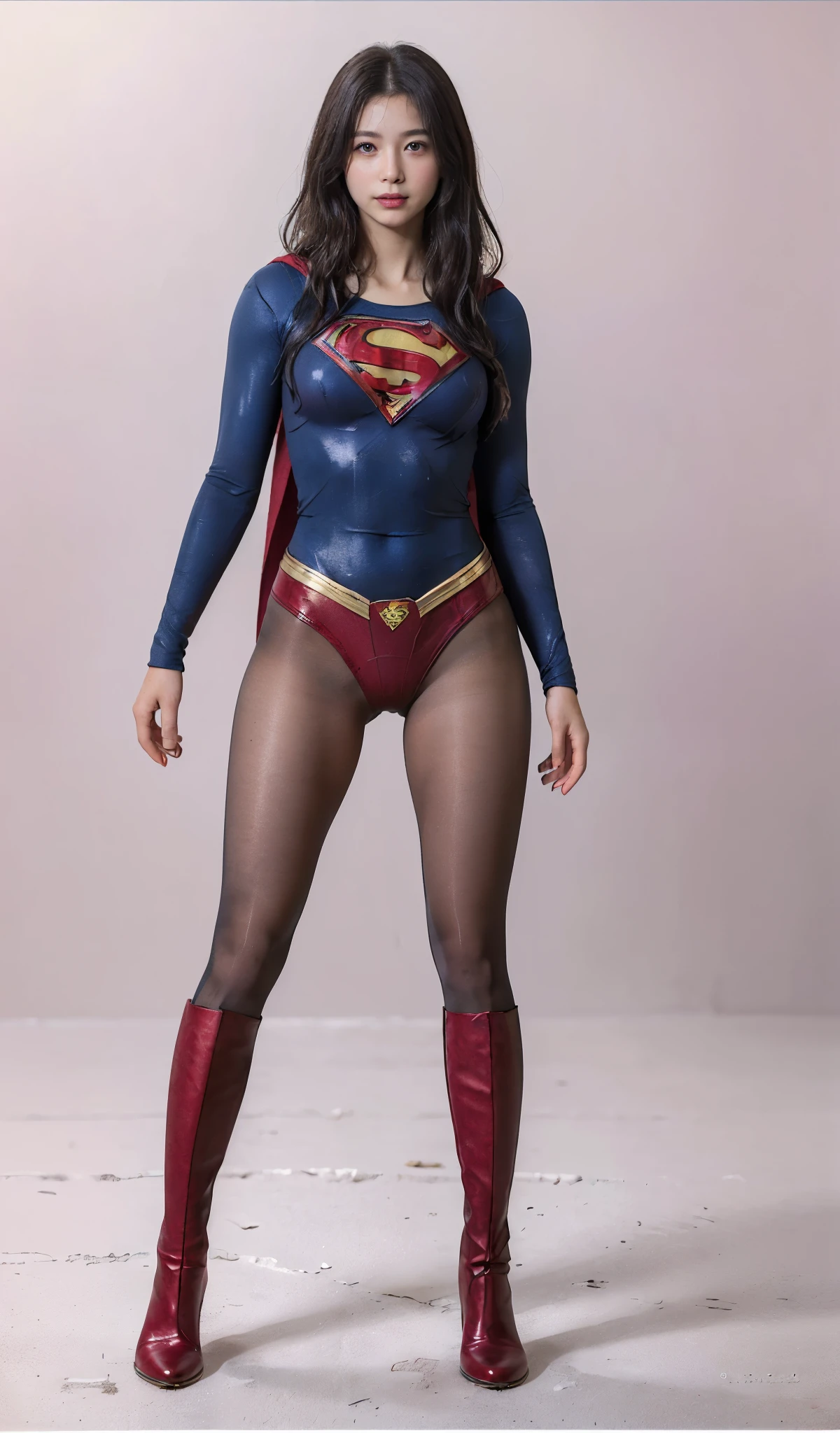 No background、(((Sweating profusely))).(((Beautiful legs in black tights.)))、(((Legally express the beauty of your smile)))、((((Make the most of your original images)))、(((体にぴったりフィットするSupergirl Costume)))、(((Supergirl Costume)))、(((short and beautiful hair)))、(((suffering)))、(((Please wear black tights....、Wear red boots)))、((Best image quality、8K))、((Highest quality、8K、masterpiece:1.3))、(((Preserve background )))、Sharp focus:1.2、Beautiful woman with perfect figure:1.4、Slim Abs:1.2、Wet body:1.5、Highly detailed face and skin texture、8K