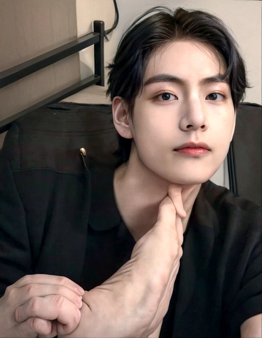 , xqc, taken at the beginning of 2020, beautiful chad chin, he is about 20 years old, it is about 20 years old, he is about 2 , androgynous face, colorhyung do bts, color, V do bts