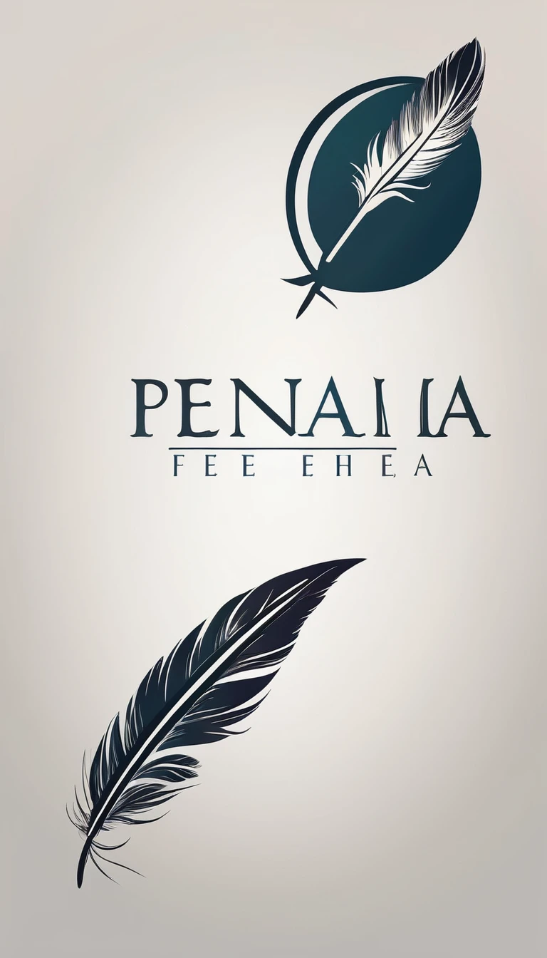Create a minimal, modern, simple, inspirational, memorable, dream like logo design of a boy and a feather for the brand “Penamemoria".