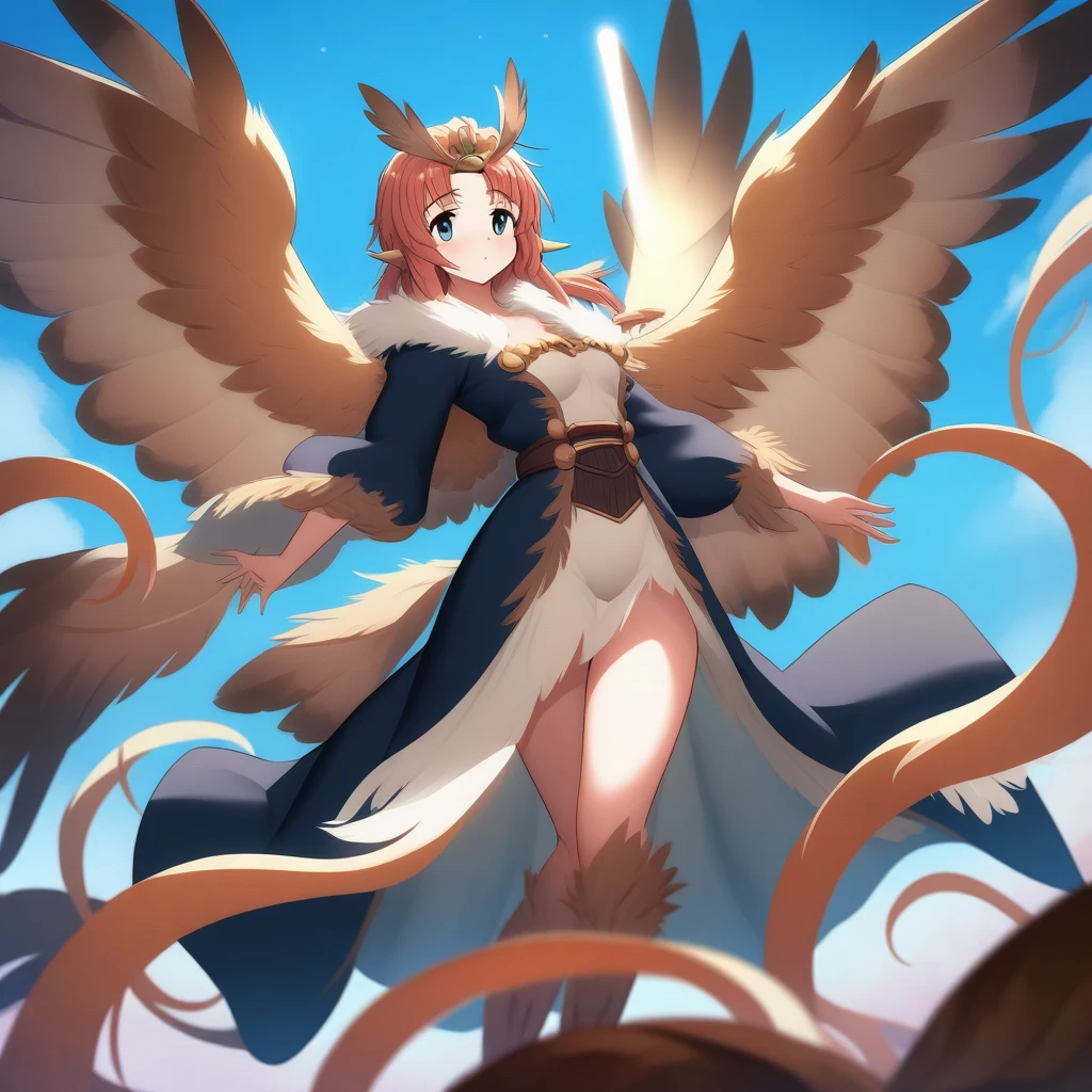 Quixotic Adventurer in owl art style, feathered robe, sfw, (score_9,score_8_up,score_7_up,score_6_up,score_5_up,score_4_up)