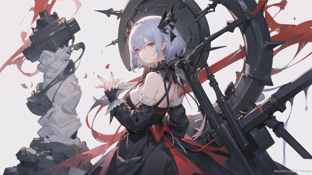 Anime girl with gun and red background, Anime drawing by Shitao, Pixiv, Self-sastructing art, Best Anime 4K Konachan Wallpaper, Gapmoe Yandere Grimdark, 2b ..., Amazing Anime 8K, 2b, Devil Anime Girl, Anime girl in a black dress, From Arknights, Anime Style 4k