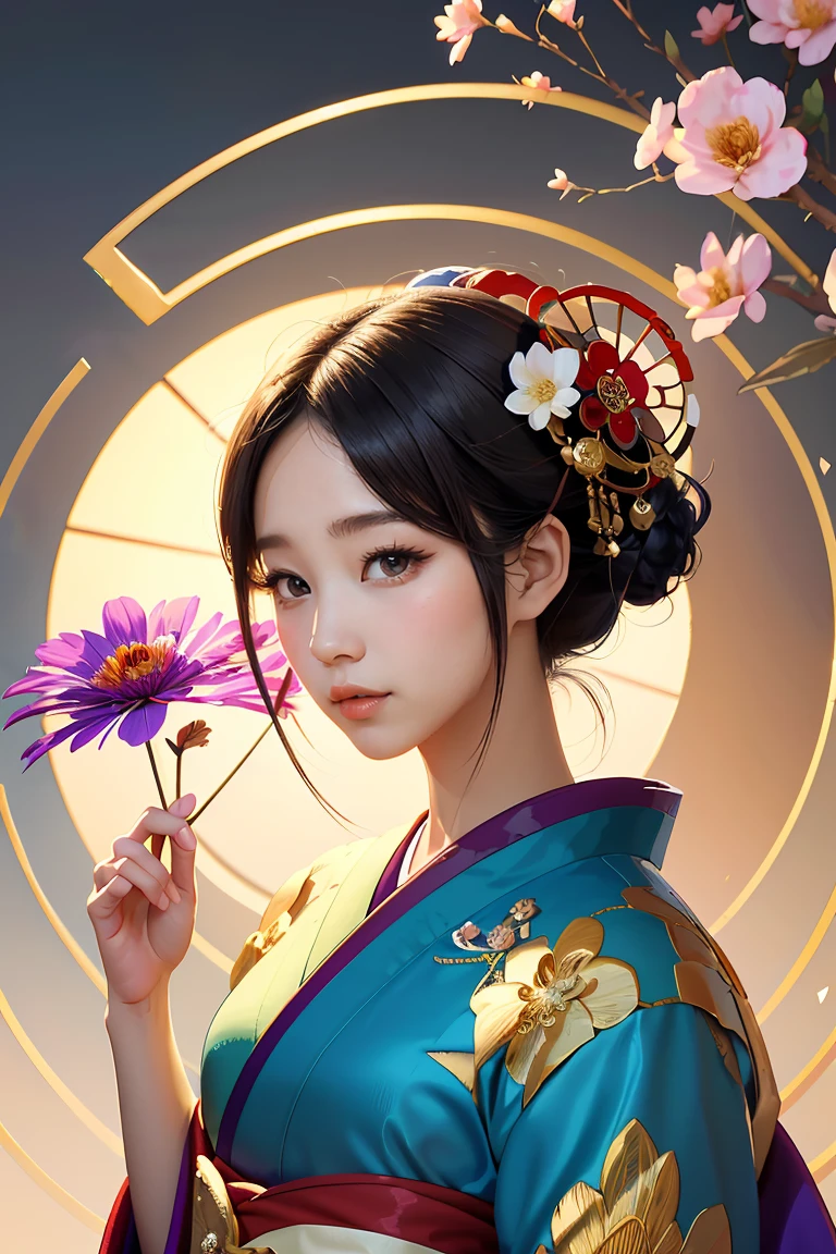 arafed woman with a fan and a flower in her hair, exquisite digital illustration, a beautiful artwork illustration, stunning digital illustration, beautiful digital artwork, inspired by Yun Du-seo, in style of digital illustration, chinese empress, portrait of geisha, a beautiful fantasy empress, beautiful digital illustration, portrait of a beautiful geisha, portrait of a geisha