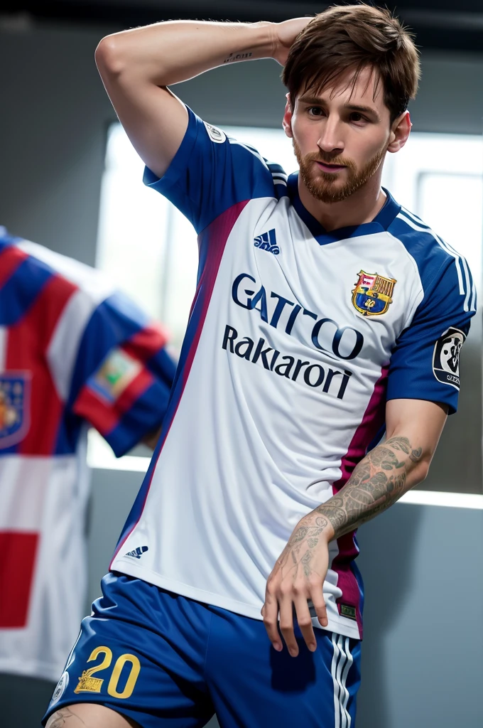 Messi with the EC São Gabriel shirt from Rio Grande do Sul Brazil