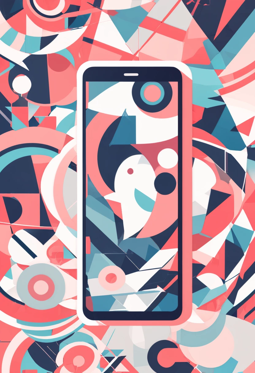 wallpaper of smartphone, 1girl, flat Design, vector illustrations, graphic illustration, detailed 2d illustration, flat illustration, digital illustration, digital artwork, zoom,