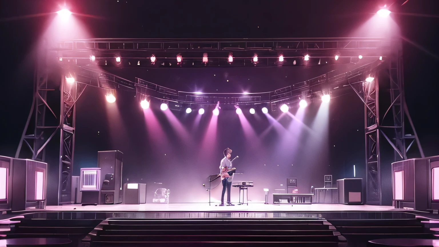 music stage as background, highly detailed, Anime style