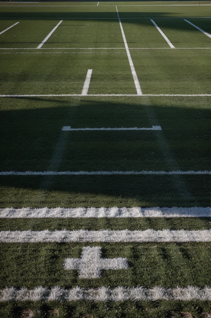 Empty football field, it's raining ,balls on the field