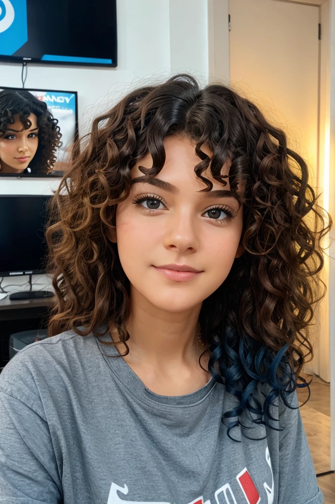 Curly Hair Innocent face Gamer logo 