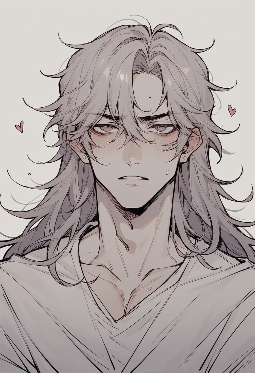 A feminie man that has long hair and makeup. He has a slutty outfit on