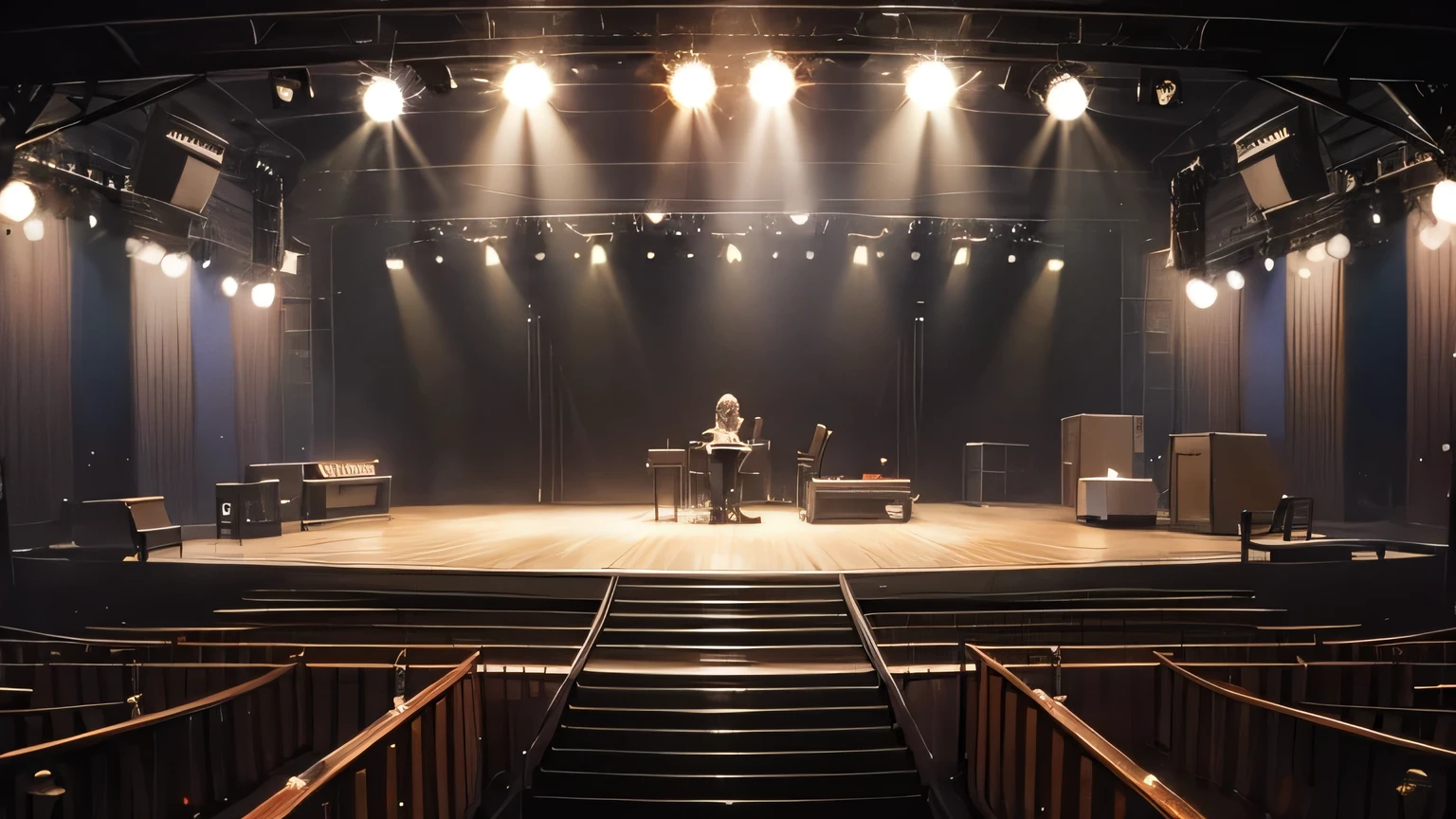 music stage as background, highly detailed, Anime style