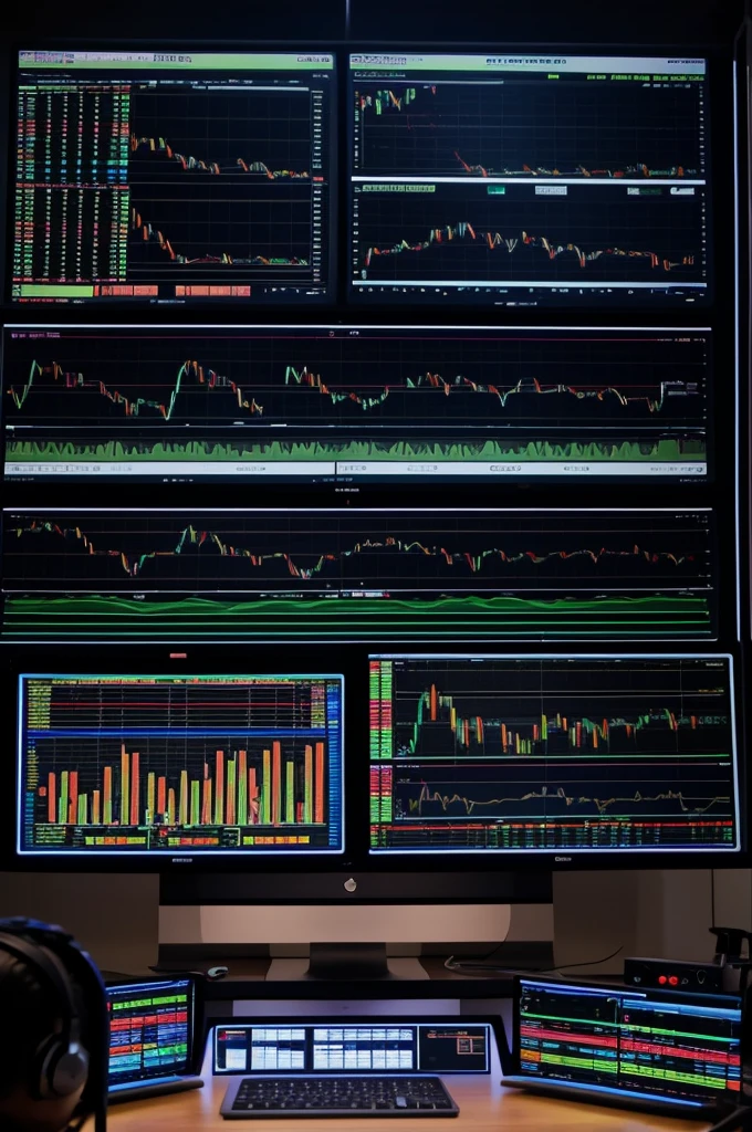 Trading room with full of trading monitors