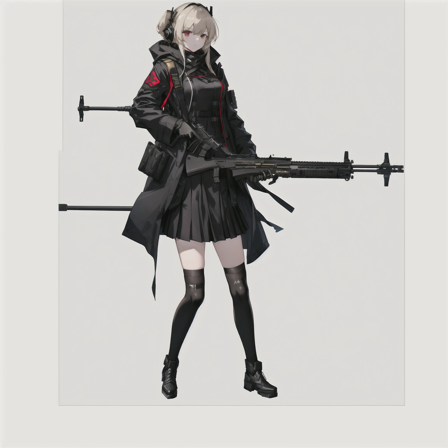 A man in a long coat、Woman holding rifle and rifle, m4 sopmod ii Girls Frontline, Girls Frontline style, from Girls Frontline, Ishimura destroyer, With rifle, Fine details. Girls Frontline, Girls Frontline cg, Fleet Collection Style, April Rendering, Girls Frontline universe, Azur route style, Girls Frontline