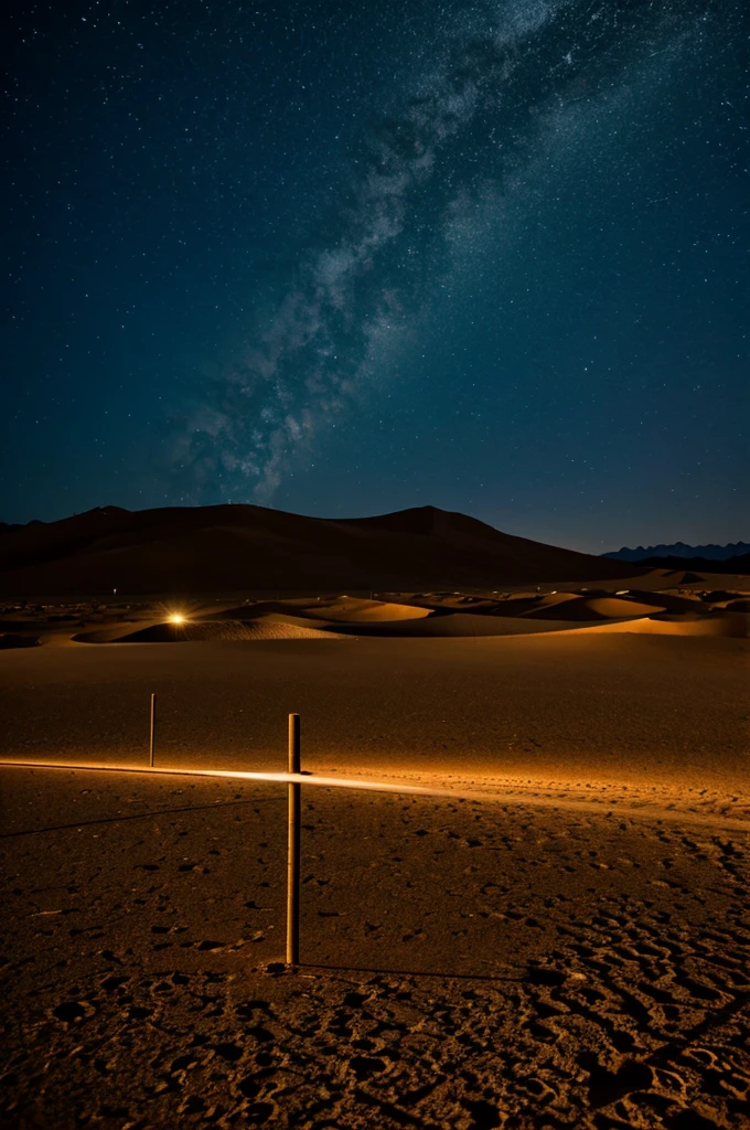 Strong wind in a desert at night