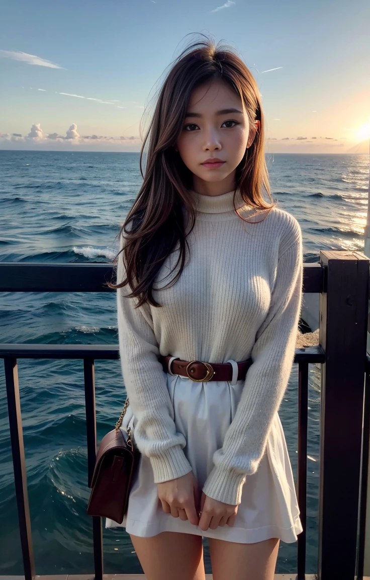 The sky turns red、Light brown hair、Elegant hairstyle、Blue Eyed Woman、A woman with a cute upward gaze、When the sky gets dark、The sky turns red as the sun sets、Tight clothing that shows your body lines、、Elegant summer knitwear、Elegant summer sweater、Leather Belt、Short skirt、Dress elegantly着こなす、Luxury Bagedium Shorthair:1.4））、The sun shines on her、Light brown hair、Light brown hair、The sky was dyed red、There are clouds、private's cute、彼女のAmple breastsは服の上からでも明らかです.、輝く太陽はとてもbeautiful、Dusk is approaching、Lens flare、I can see the sunset、（（Sunlight reflecting off the ocean、Ocean View、The sun shines on the sea、&#39;beautiful.、Small earrings、private&#39;evening、Birds are also flying、、Brown Hair Color、Tying up hair、The woman is on the right:1.4））、Luxury Leather Belts、Shiny clothes、Light beige hair color、Background Blur、Braid only the front hair、Light brown hair、｛｛Cowgirl Shot｝｝、（（Close-up shot from the waist up、Ample breasts:1.4））、にっこりsmile、Silk clothing、服からでも分かるAmple breasts、Braid only the front hair、Cowboy Shot、Gorgeous white collared silk shirt and brown skirt、Dress elegantly、Luxury Bags、素敵なsmile、（（Ample breasts））、Full body photo、ring、Short skirt、Tuck your hair behind one ear、Silver Necklace、smile、 Elegant ponytail、Caustics、Highly detailed photos、Very beautiful and ideal short hair、Super no makeup、(8K、RAW Photos、Highest quality、masterpiece:1.2)、(Realistic、Realistic)、1 Girl、((Medium Short Hair、Looking into the camera:1.4))、Hair blowing in the wind
