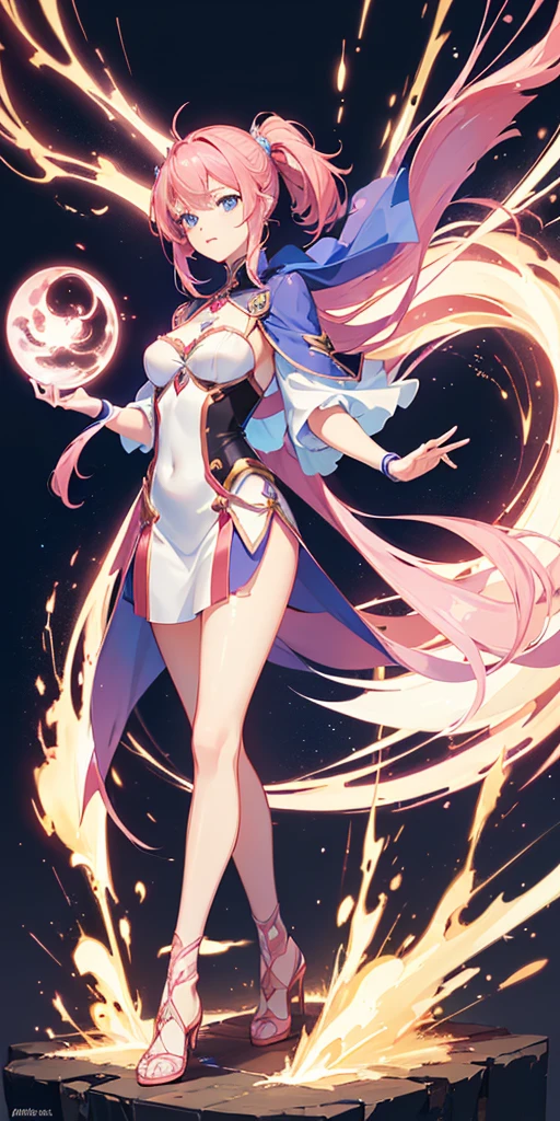 ((64k,Ultra-high resolution,Super best quality,masterpiece,Hyperrealistic,Young and adorable, beautiful, young, adorable,young woman,Full body photo,Full body angle,Blue Eyes全身エズビアン,Surreal,Very detailed:1.3,Ultra-realistic:3.0)),Mobile Suit Gundam SEED,Lacus Clyne,heroine,Pink Hair,hair ornaments,Blue Eyes