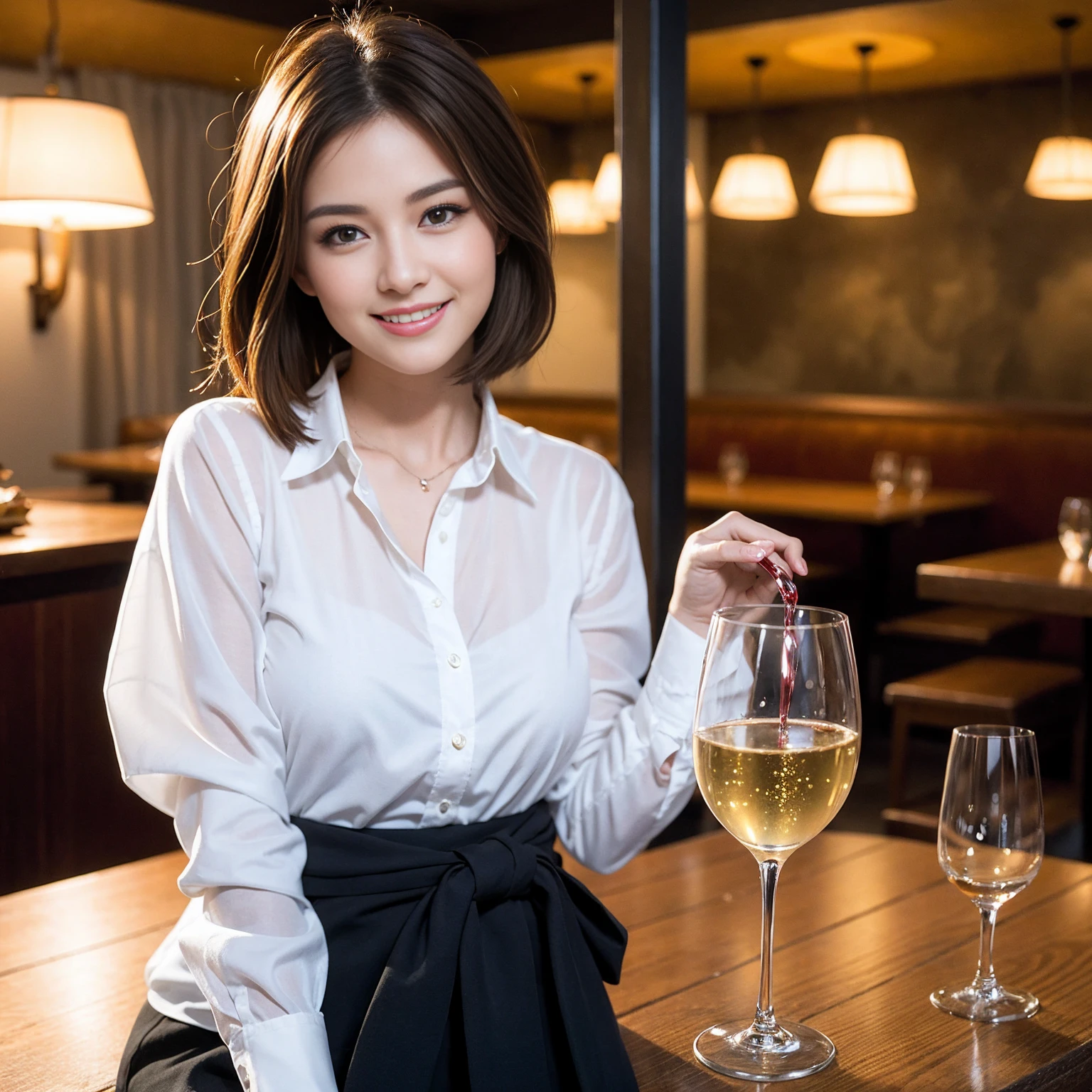 ((Highest quality、8K、masterpiece:1.3))、slimカップル、Pink rubber、modelカップル、(Realistic, Intricate details:1.2), full-course dinner、Wine Party、Amazing view of the sunset sky and clouds、A bright smile、The wonderfulness of smile、Bright image、The beauty of wine, Beautiful Face, blue eyes, The light shines on your face, Blushing, short hair,Bright Face、 (Age 37), Age 34, red wine 、Appetizers、Italian food、Wine bottle、Champagne、sparkling wine、Two beauties、Brown Hair、Shortcuts、Long sleeve shirt、dress、Beautiful woman 1, (slimな顔), (The body is slim), (Brown Hair), (Shortcuts), cheeks turn a little red,Attractive beauty、restaurant, In a prominent place (From the waist up) Nova Frog Style, actress, model, Upper Body, White wine, slim, wine glass, 中央に置かれたwine glass, smile, (smile: 1.15), Beautiful fine grain, Depth f/2,saturation, High Contrast, Strong light and shadow,Moist Body:1.5、3D texture、Delicate eyes、Brown Hair、The hair is very shiny、