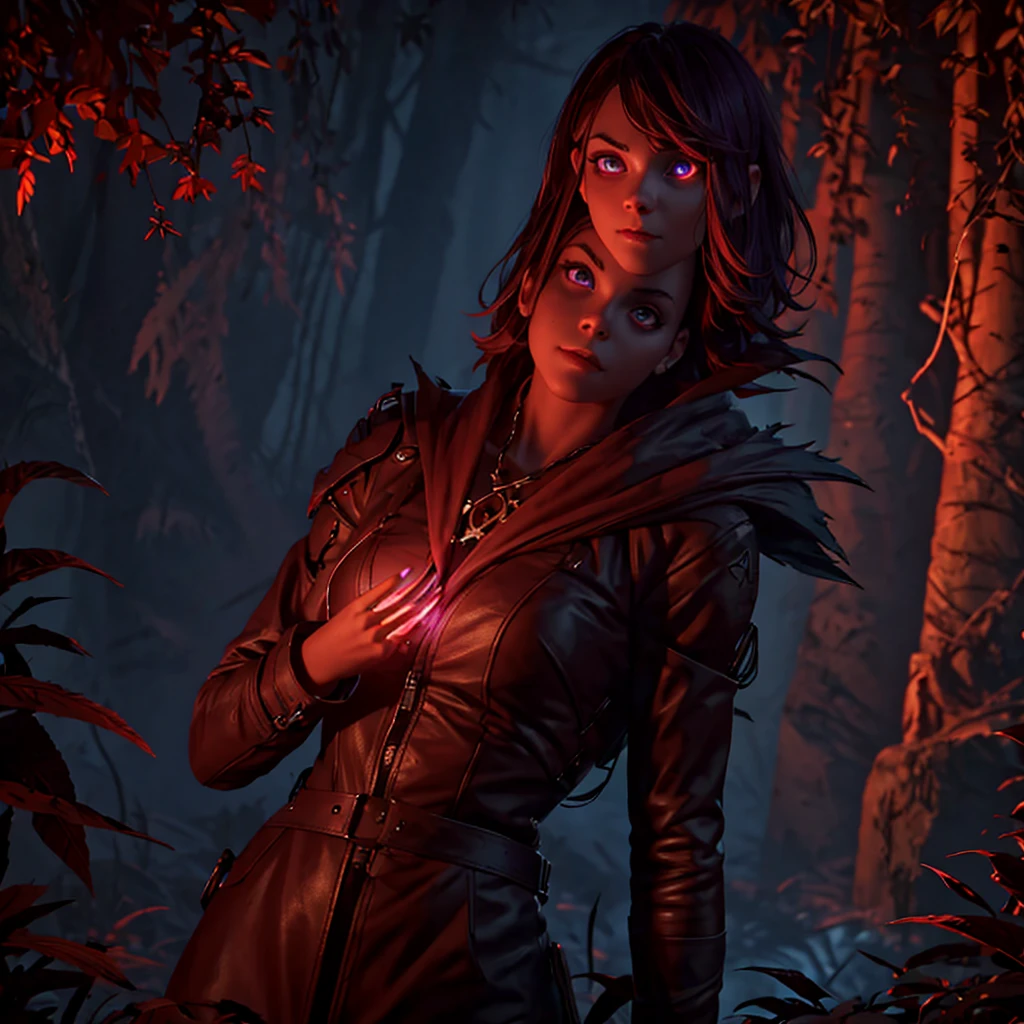  8 k, ultra detailed, soft lighting, cartoon, Best quality, trending on artstation,good art,Perfect art,Good detailed graphics,beautifully detailed body,beautiful detailed face,Best quality, 8 k, Best quality, ultra detailed , 8 k, HD, Teenage girl 13 years old.Was standing in a dark forest,horror ,looking at the camera,atmospheric cinematic lighting,purple bright eyes,Cinematic red lighting, [ horror game ], Spooky cinematic lighting, atmospheric, Atmospheric work of art, Ominous dark aura, virus horror system, detailed horror images in 4k format,
whole body,red short hair,Dark forest background,scar on face,smile,Nasty,fantasy art 8 k,masterpiece,check_9,check_8,check_7,check_8_up,check_7_up,check_6_up,cartoon, Best quality, trending on artstation,sinister,fiery,ghost,SCARLET WITCH,, wear black and red, like a mummy, tattered,, with old signs,  (glowing purple eyes), high detail, Dramatic,,fiery,necromation,all ghost control