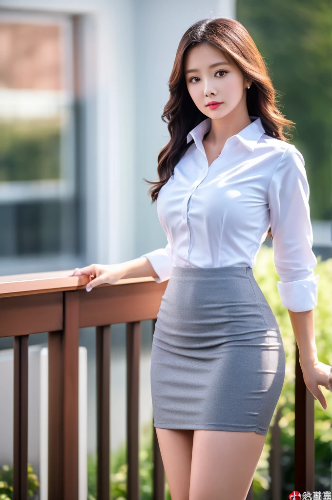 the most beautiful actress in the world, she is 18 years old, the perfect body proportions of this girl, tight blazer is firmly closed on formal shirt which is worn on her upper body, it's difficult for short skirt to cover panties between her bare legs because it is too short, her bare thighs, standing, window, clear sky, nsfw, best quality, highly detailed, masterpiece, ultra high res, photo realistic, 8k
Negative Prompts