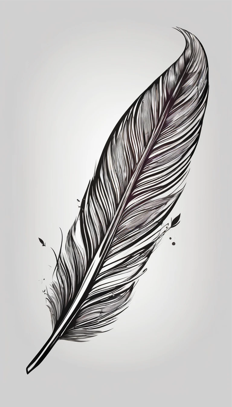 Create a logo design of a special, unique, poetic, minimalistic feather that represents a special creative brand called " Penamemoria". The brand is created by an artist called Rafael Figueiras. The logo must convey the sense of storytelling and music. Must include a boy, one acoustic guitar, a feather and a fantastic bird. Logo design and icon design present and impressed on a white t-shirt.