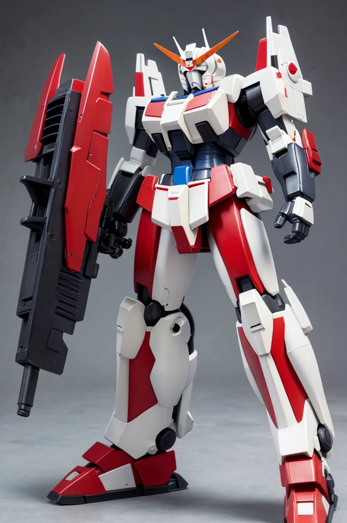 gundam RX78
large radiator on the chest, 3 radiator fins, large vernier on the legs.