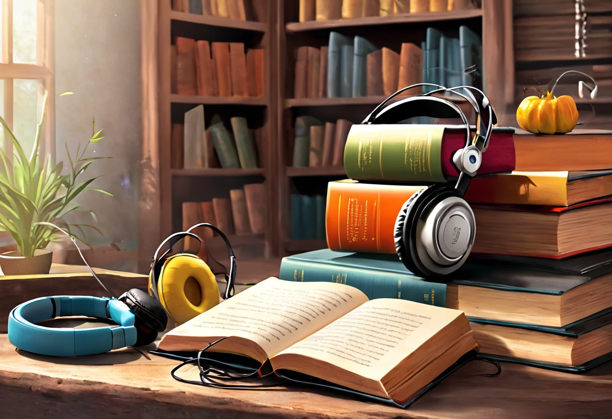 books and headphones