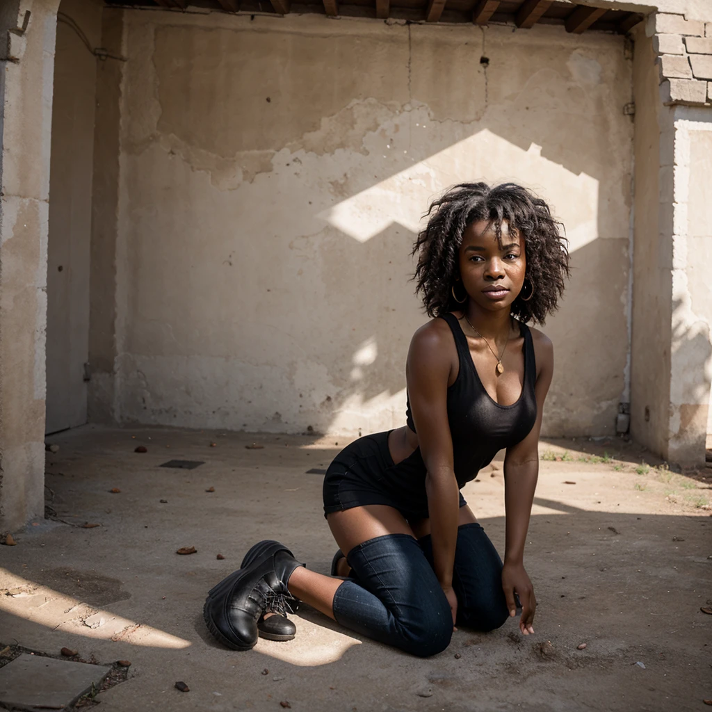 Black woman kneeling
