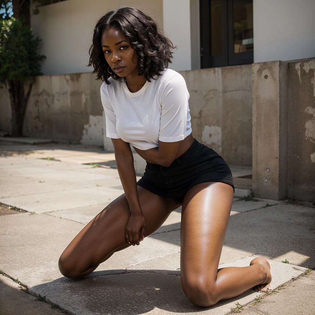 Black woman kneeling