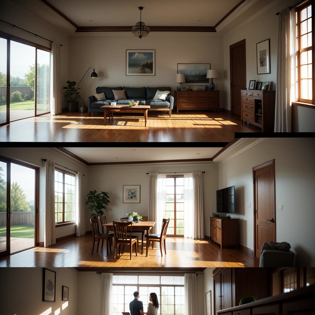 beautiful home interior, rain outside, smooth, sharp focus, 8K, octane render,Brother and sister's room、Adult goods scattered around