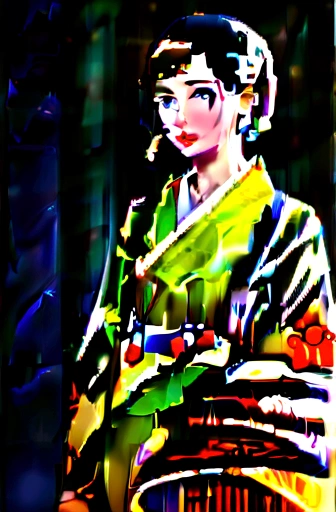 Tifa Lockhart, (Green kimono:1.2)、(Komono:1.2)、(Floral)、(Raise your left hand) (He holds a Japanese sword in his left hand.), (Long sleeve)、1 Girl、Full Body Lesbian、(Short-haired)、(Realistic:1.7)、((Best image quality))、Absurd、(Ultra-high resolution)、(Photorealistic:1.6)、Photorealistic、Octane Rendering、(超Realistic:1.2)、(Photorealisticな顔:1.2)、(8K)、(4K)、(masterpiece)、(Realistic skin texture)、(Awareness-raising、Cinema Lighting、wallpaper)、(Beautiful Eyes:1.2)、((((Perfect Face))))、(cute)、(standing)、Red lips、outside of home、(Japanese Style Country)、細部までこだわったcute顔、Realistic pretty woman