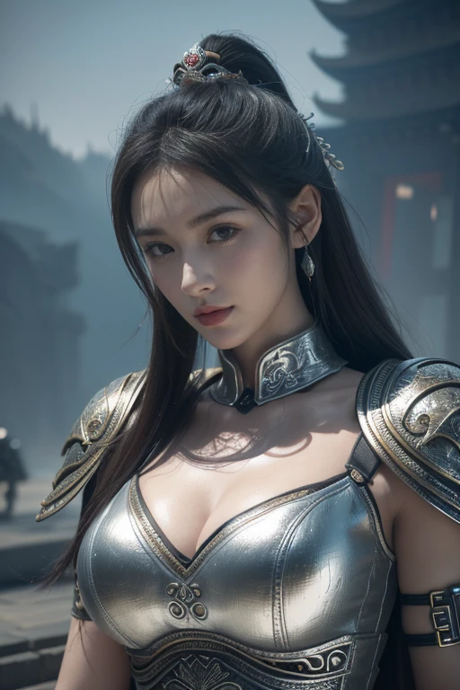 Close up of woman in silver and blue dress, Pan Chengwei on artstation, author:Yang J, Detailed fantasy art, Stunning character art, Fan Art Best Artstation, Epic and beautiful character art, Beautiful armor, Extremely detailed Artgerm, Detailed digital anime art, artstation pixiv download artgerm, Armor Girl
