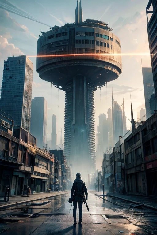 Highest quality、A ruined futuristic city、dim、Surrealism