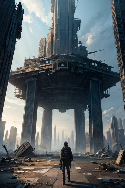 Highest quality、A ruined futuristic city、dim、Surrealism
