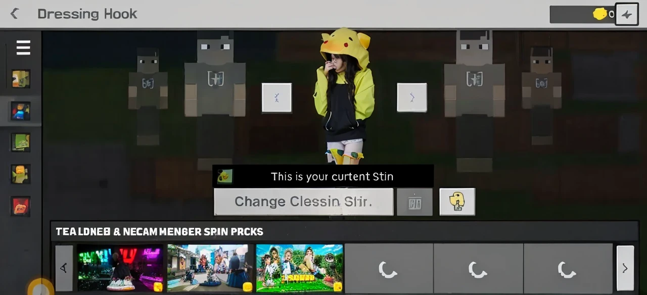 black haired girl with wearing a duck hoodie and shoes and a jamper