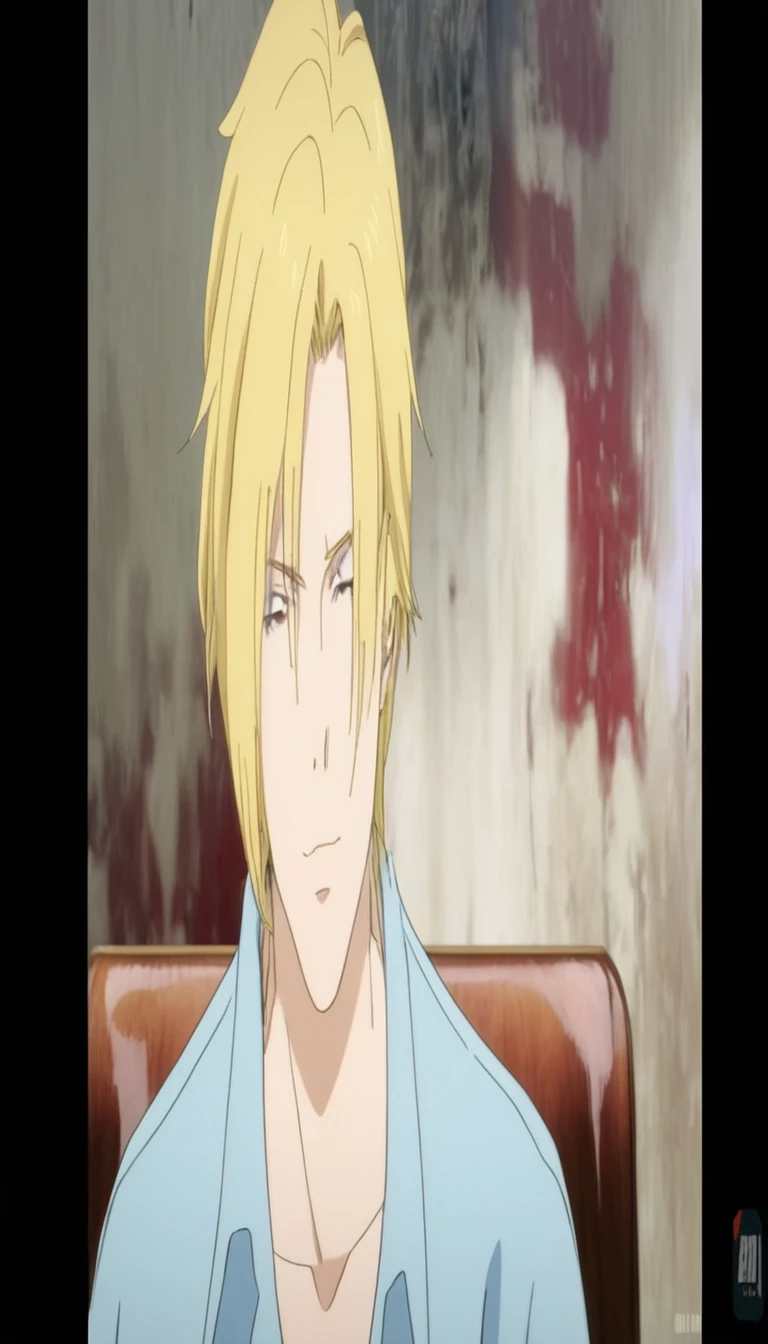 a close up of a person sitting in a chair with a shirt on, in the anime film, today's featured anime still, anime movie screenshot, in an anime, anime handsome man, still from tv anime, seven deadly sins anime, screenshot from guro anime, still from anime, style of madhouse anime, kentaro miura style, screenshot from the anime film