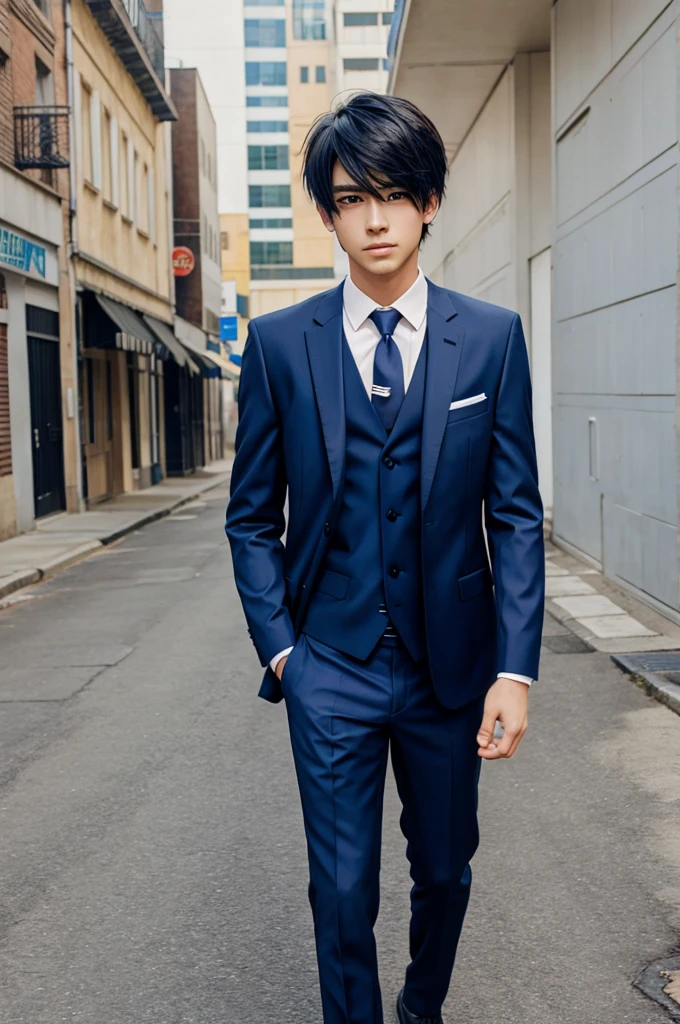 Make a anime boy with suit 