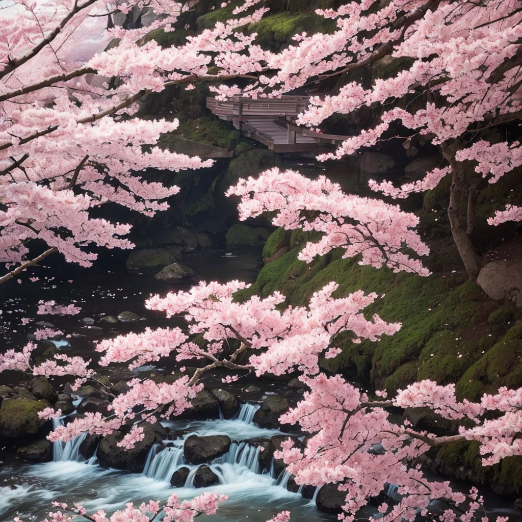 水ink画、cherry blossoms、forest、Chinese character、ink、cherry blossoms、ink