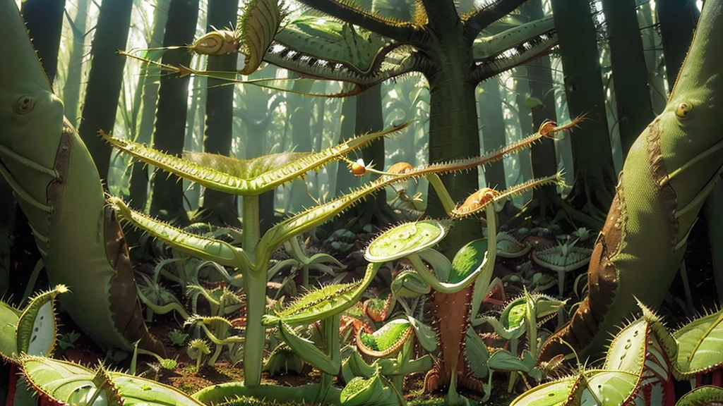 ((Venus flytrap tree :1.5) in the forest, landscape:1.5